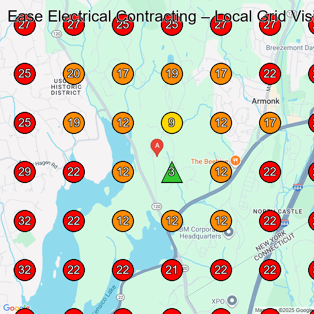 Ease Electrical Contracting GeoGrid visibility map for Electrician in None