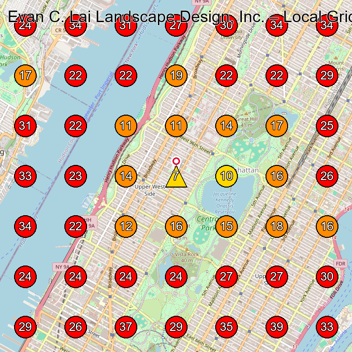 Evan C. Lai Landscape Design, Inc. GeoGrid visibility map for Landscape Designer in New York