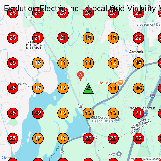 Evolution Electric Inc GeoGrid visibility map for Electrician in None