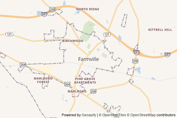 Farmville digital marketing agency - Local SEO in Farmville NC - GeoGrid map of Farmville NY visibility
