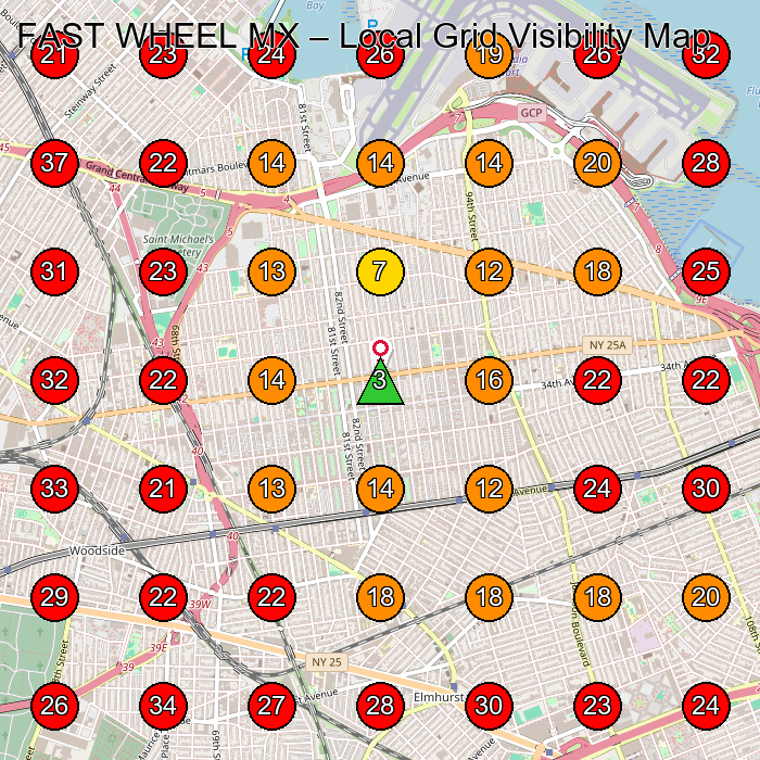 FAST WHEEL MX GeoGrid visibility map for Bicycle Store in Woodside