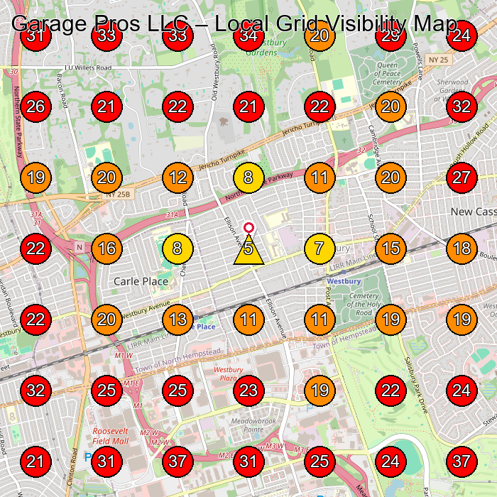 Garage Pros LLC GeoGrid visibility map for Flooring Contractor in None