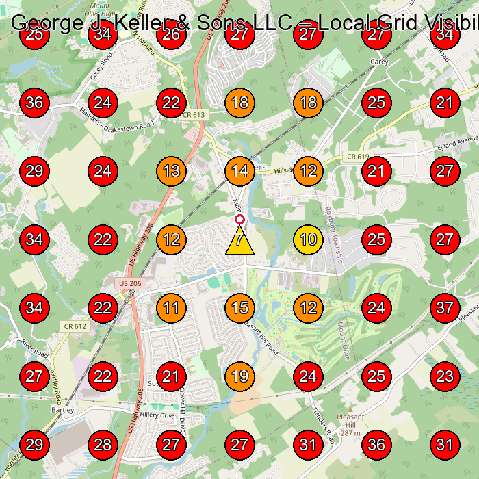 George J. Keller & Sons LLC GeoGrid visibility map for Roofing Contractor in Hackettstown
