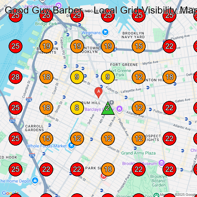 Good Guy Barber GeoGrid visibility map for Barber Shop in Brooklyn