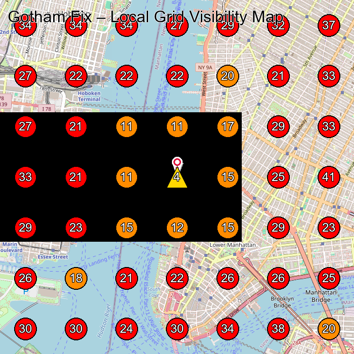 Gotham Fix GeoGrid visibility map for Bicycle Repair Shop in New York