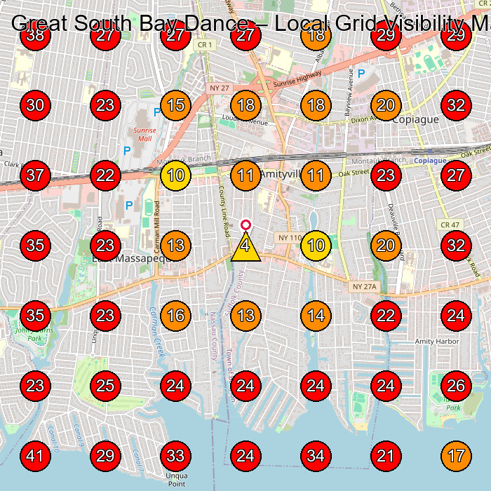 Great South Bay Dance GeoGrid visibility map for Dance School in Massapequa