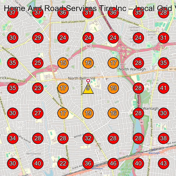 Home And Road Services Tire Inc GeoGrid visibility map for Boat Cover Supplier in Freeport