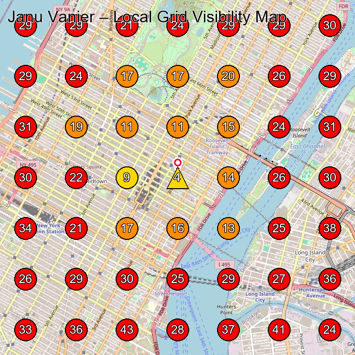 Janu Vanier GeoGrid visibility map for Massage Therapist in New York