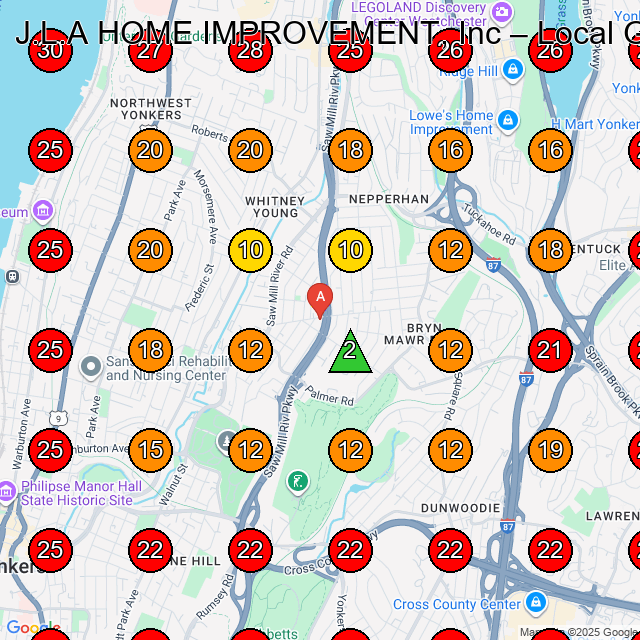 J.L.A HOME IMPROVEMENT, Inc GeoGrid visibility map for General Contractor in Yonkers