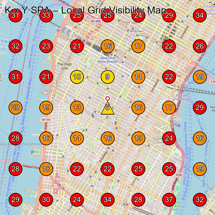 K x Y SPA GeoGrid visibility map for Massage Spa in New York