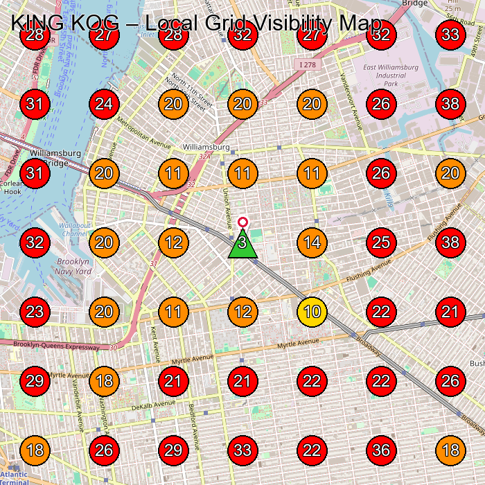 KING KOG GeoGrid visibility map for Bicycle Repair Shop in New York