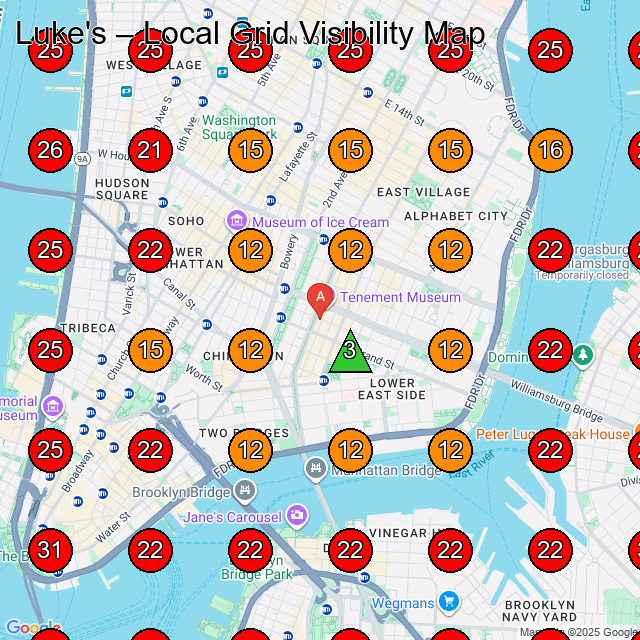 Luke's GeoGrid visibility map for Clothing Store in New York