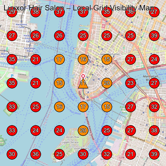 Luxxor Hair Salon GeoGrid visibility map for Barber Shop in Lower Level