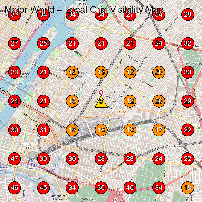 Major World GeoGrid visibility map for Car Dealer in None