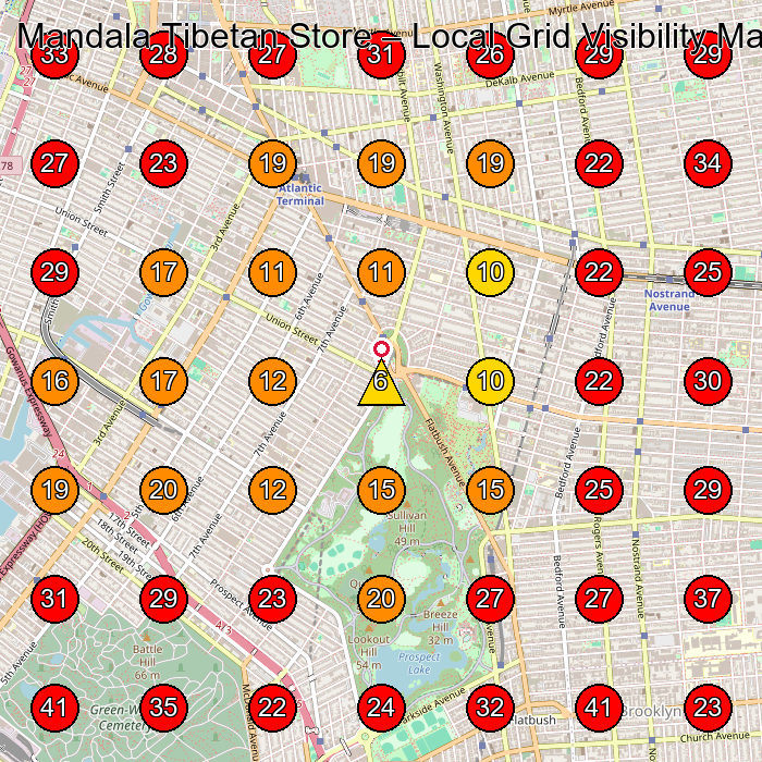 Mandala Tibetan Store GeoGrid visibility map for Clothing Store in Brooklyn