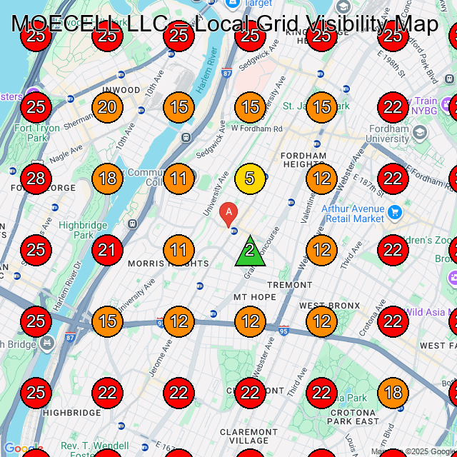 MOECELL LLC GeoGrid visibility map for Computer Repair Service in Bronx