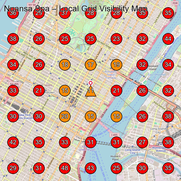 Nuansa Spa GeoGrid visibility map for Massage Therapist in 5th Ave Suite 502