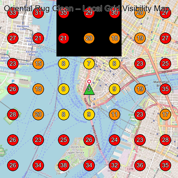 Oriental Rug Clean GeoGrid visibility map for Carpet Cleaning Service in New York