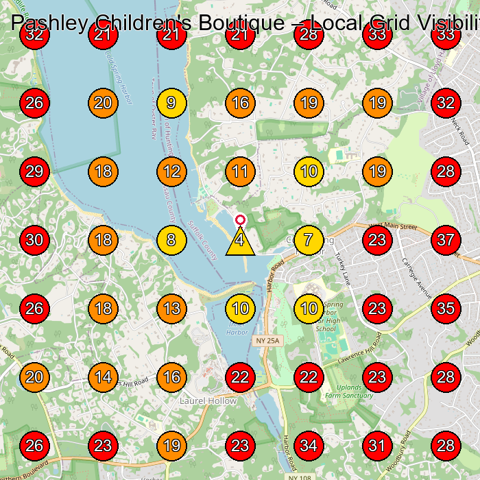 Pashley Children's Boutique GeoGrid visibility map for Children'S Clothing Store in Woodbury