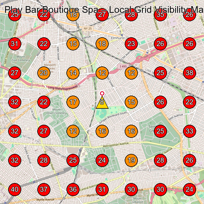 Play Bar Boutique Spa GeoGrid visibility map for Health And Beauty Shop in None