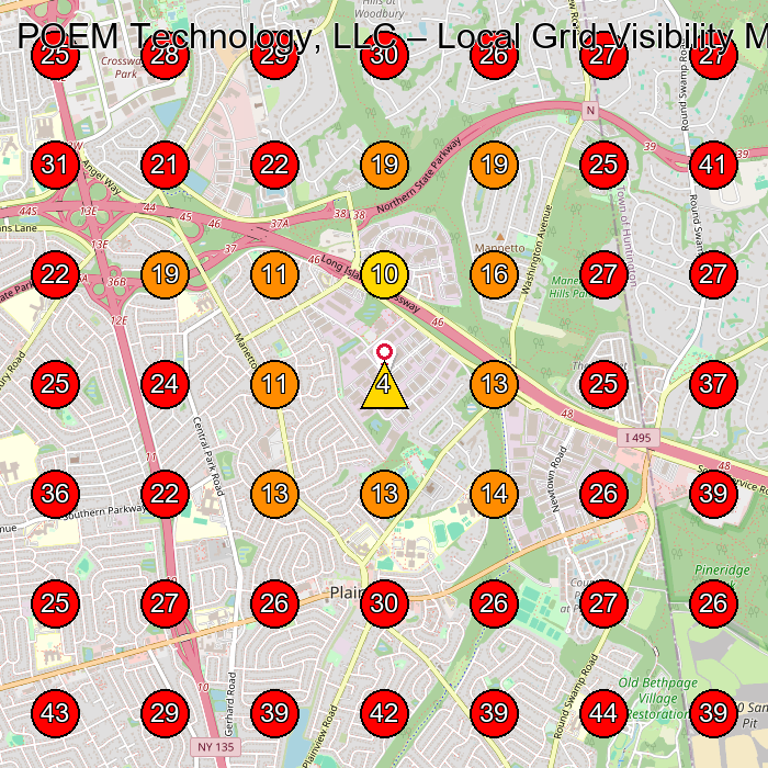 POEM Technology, LLC GeoGrid visibility map for Wheelchair Store in Plainview