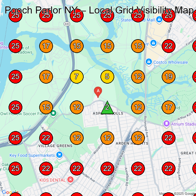 Pooch Parlor NY GeoGrid visibility map for Pet Groomer in Staten Island