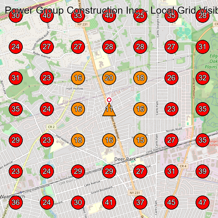 Power Group Construction Inc GeoGrid visibility map for Contractor in Lindenhurst