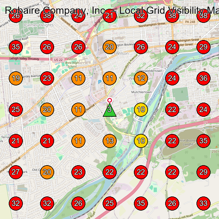 Robaire Company, Inc. GeoGrid visibility map for Hvac Contractor in None
