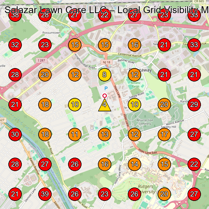 Salazar Lawn Care LLC GeoGrid visibility map for Lawn Care Service in Middlesex