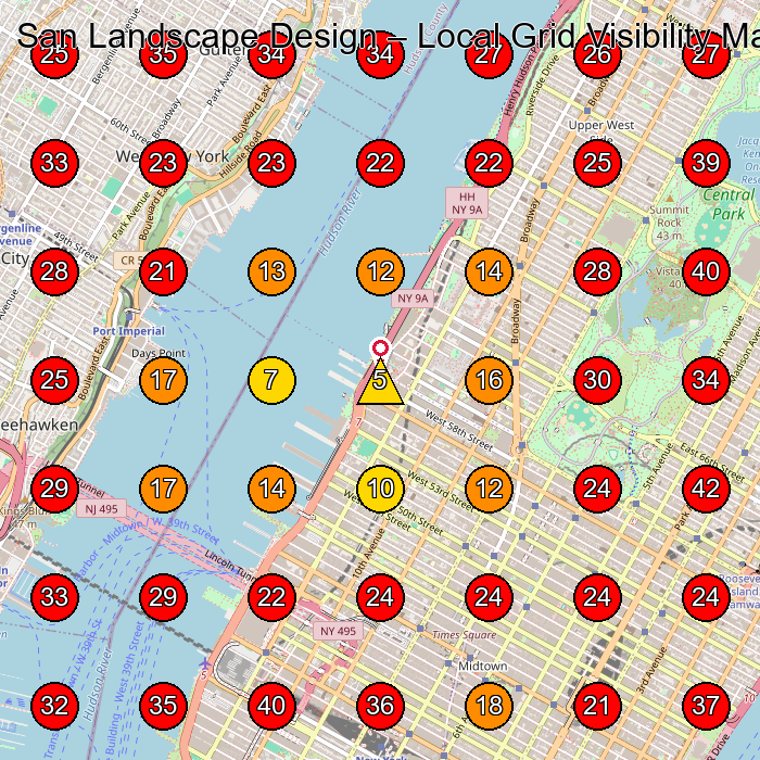 San Landscape Design GeoGrid visibility map for Landscape Designer in New York