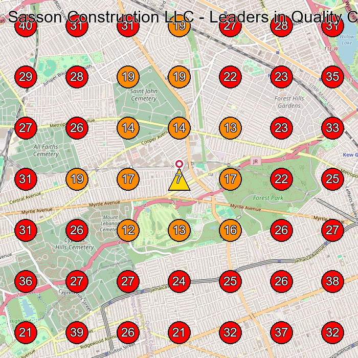 Sasson Construction LLC - Leaders in Quality Construction GeoGrid visibility map for Construction Company in Forest Hills