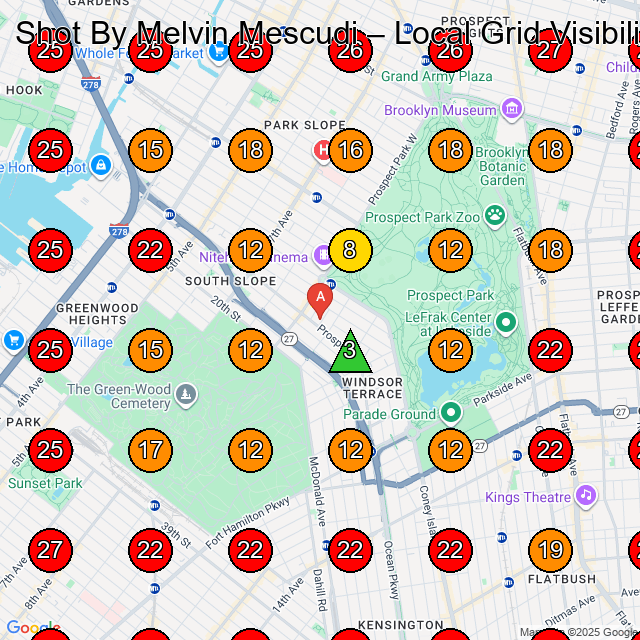 Shot By Melvin Mescudi GeoGrid visibility map for Photographer in New York