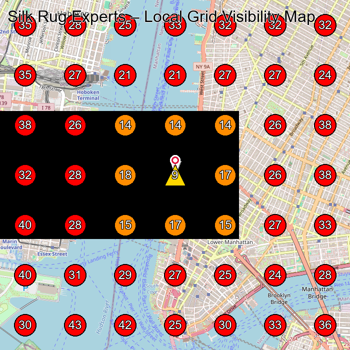 Silk Rug Experts GeoGrid visibility map for Carpet Cleaning Service in New York