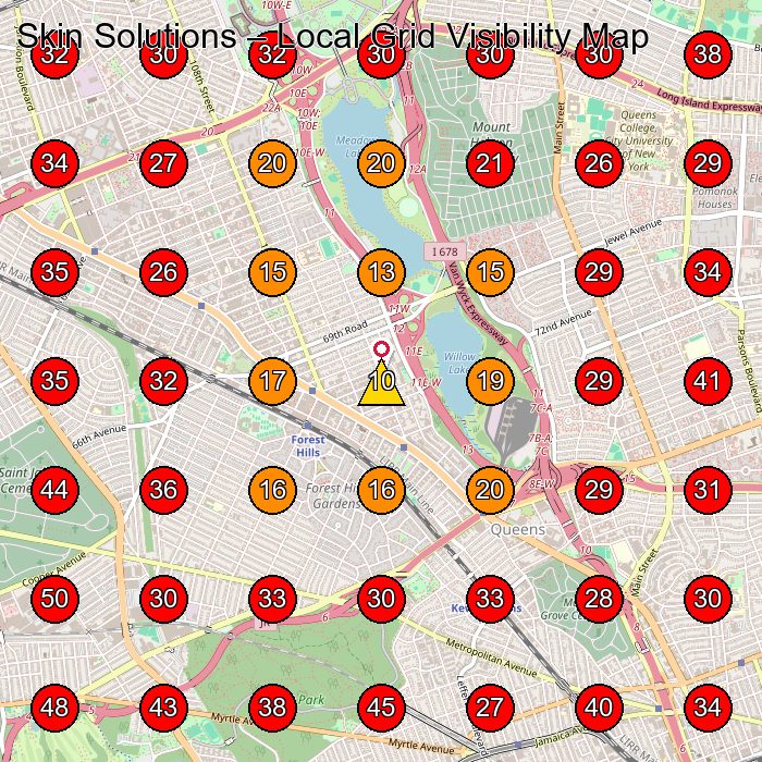 Skin Solutions GeoGrid visibility map for Esteticista Facial in Richmond Hill