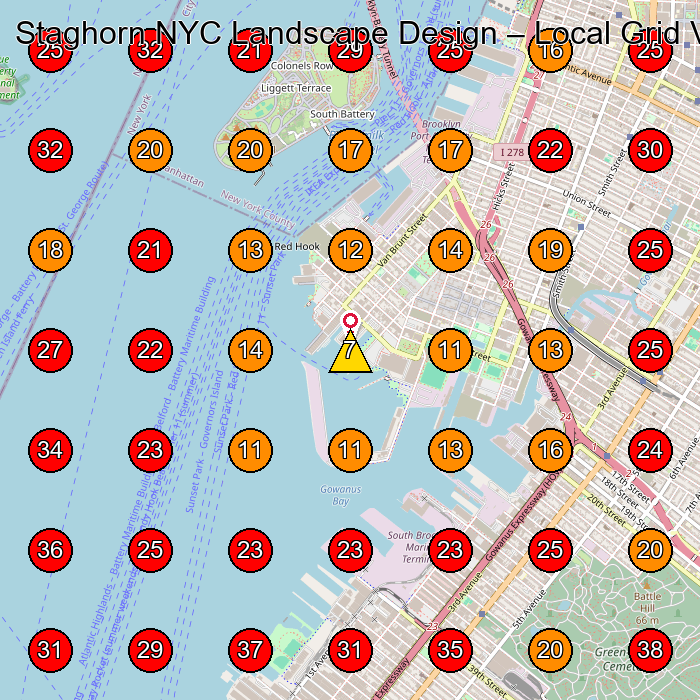 Staghorn NYC Landscape Design GeoGrid visibility map for Landscaper in Brooklyn