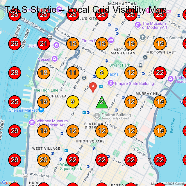 TALS Studio GeoGrid visibility map for Photographer in New York