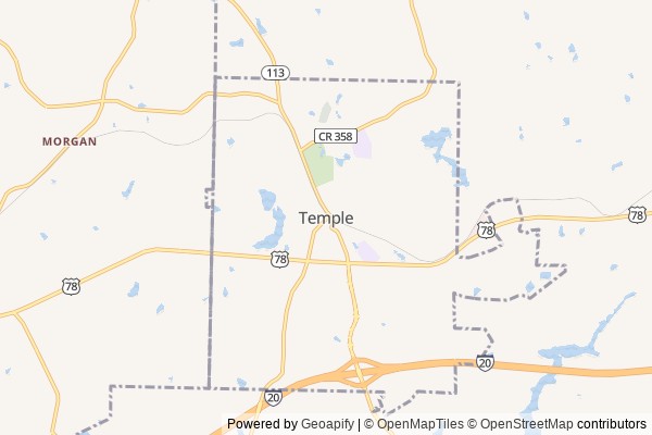 Temple digital marketing agency - Local SEO in Temple GA - GeoGrid map of Temple NY visibility