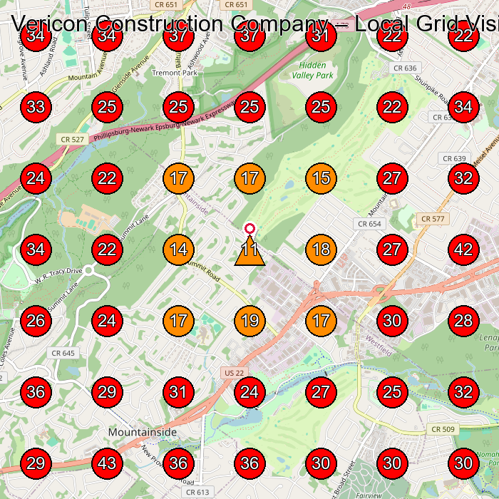 Vericon Construction Company GeoGrid visibility map for Construction Company in None