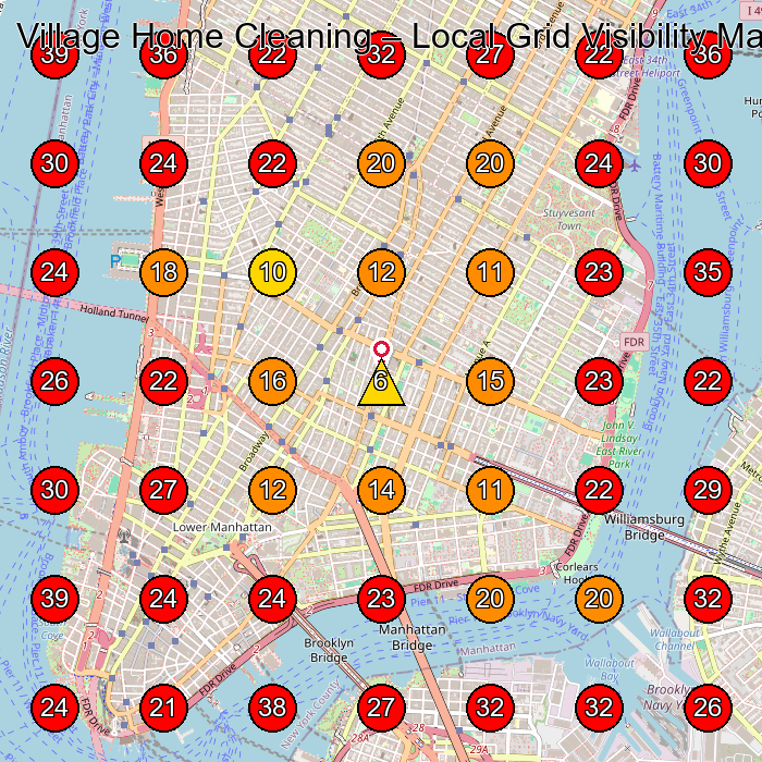 Village Home Cleaning GeoGrid visibility map for House Cleaning Service in New York