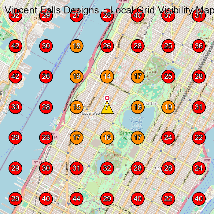 Vincent Falls Designs GeoGrid visibility map for Landscape Designer in New York