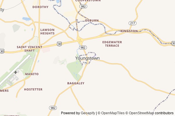 Youngstown digital marketing agency - Local SEO in Youngstown PA - GeoGrid map of Youngstown NY visibility